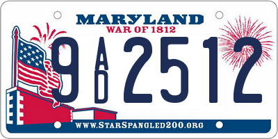 MD license plate 9AD2512