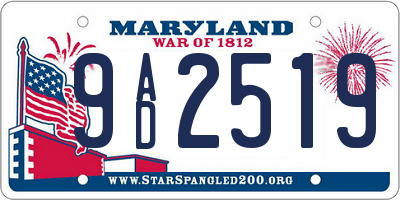 MD license plate 9AD2519