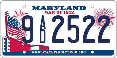 MD license plate 9AD2522