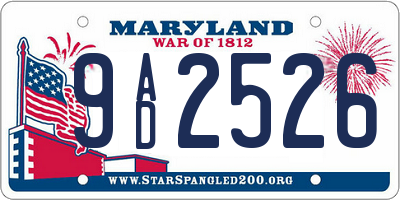 MD license plate 9AD2526