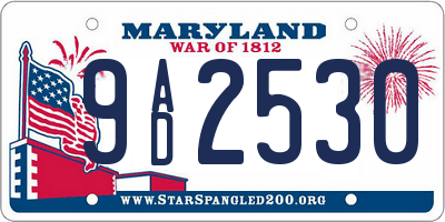 MD license plate 9AD2530