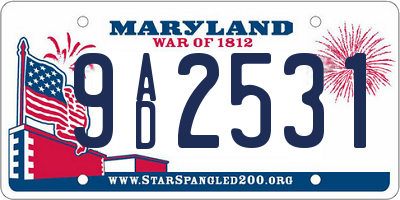 MD license plate 9AD2531