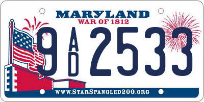 MD license plate 9AD2533