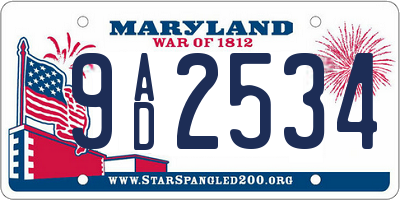 MD license plate 9AD2534