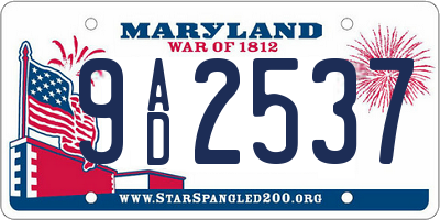 MD license plate 9AD2537