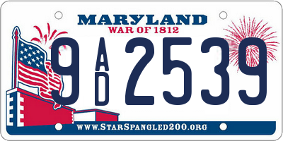 MD license plate 9AD2539