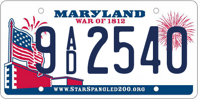 MD license plate 9AD2540