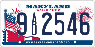 MD license plate 9AD2546