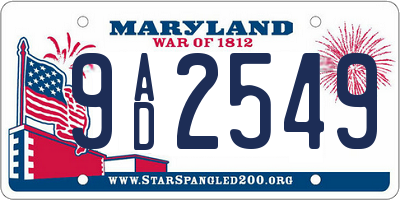 MD license plate 9AD2549