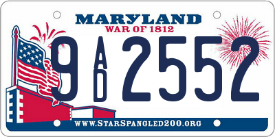 MD license plate 9AD2552