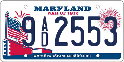 MD license plate 9AD2553
