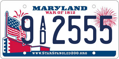 MD license plate 9AD2555