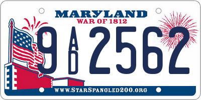 MD license plate 9AD2562