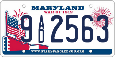 MD license plate 9AD2563