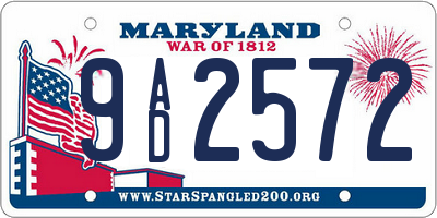 MD license plate 9AD2572