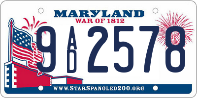 MD license plate 9AD2578
