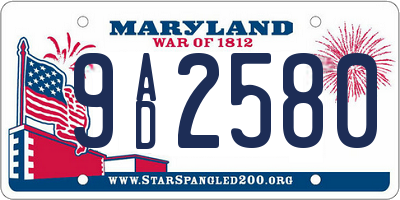MD license plate 9AD2580