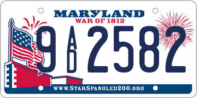 MD license plate 9AD2582