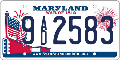 MD license plate 9AD2583