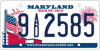 MD license plate 9AD2585