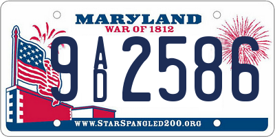 MD license plate 9AD2586