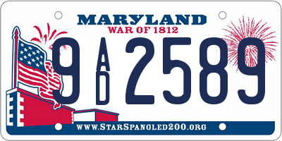 MD license plate 9AD2589