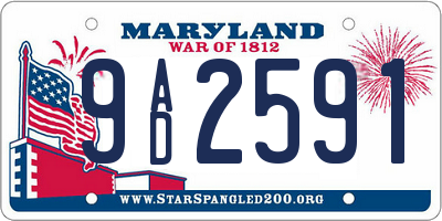 MD license plate 9AD2591