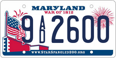 MD license plate 9AD2600
