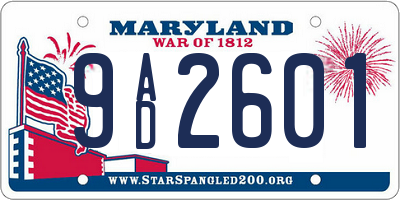 MD license plate 9AD2601
