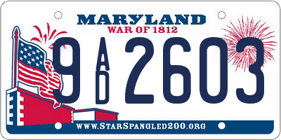 MD license plate 9AD2603