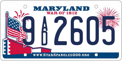 MD license plate 9AD2605