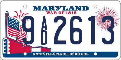 MD license plate 9AD2613