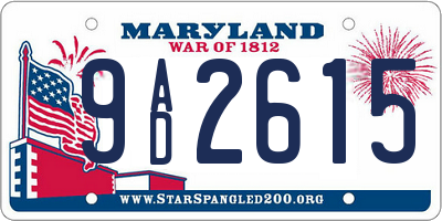MD license plate 9AD2615