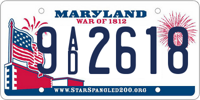 MD license plate 9AD2618