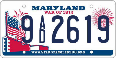 MD license plate 9AD2619