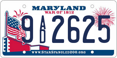 MD license plate 9AD2625