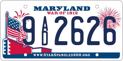 MD license plate 9AD2626