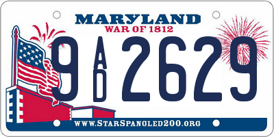 MD license plate 9AD2629