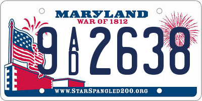 MD license plate 9AD2638