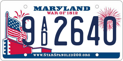 MD license plate 9AD2640