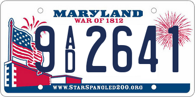 MD license plate 9AD2641