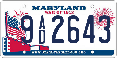 MD license plate 9AD2643
