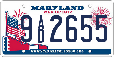MD license plate 9AD2655