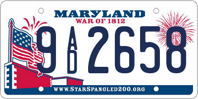 MD license plate 9AD2658