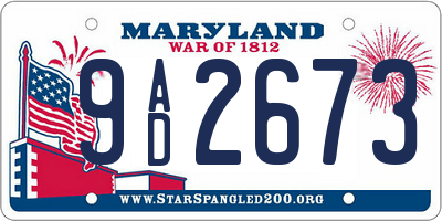 MD license plate 9AD2673