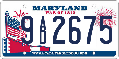 MD license plate 9AD2675