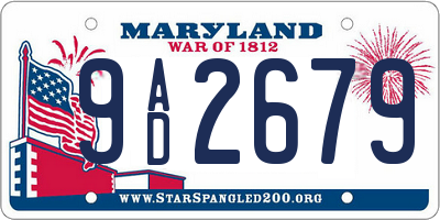 MD license plate 9AD2679