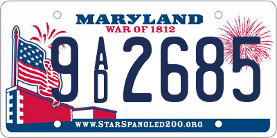 MD license plate 9AD2685