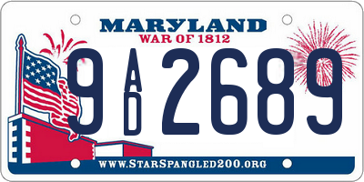 MD license plate 9AD2689