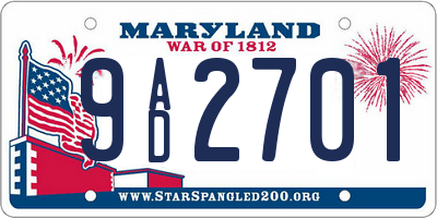 MD license plate 9AD2701